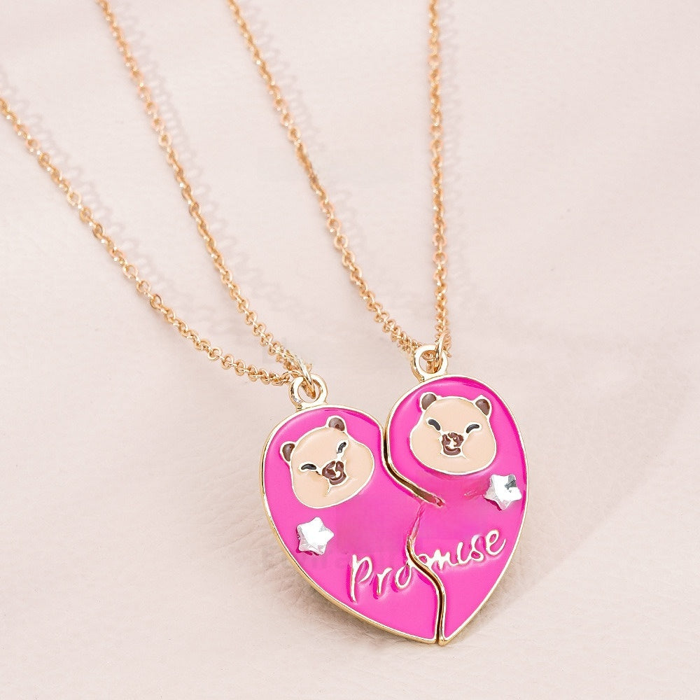 Pink Heart Bara Magnetic Necklace